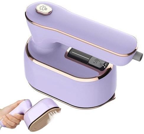 FfiMe Mini Steam Iron, Mini Portable Handheld Steam Iron, 1000 W Foldable 180° Rotatable Travel Garment Steamer, 20s Fast Heat Up, for Home Business and Travel purple