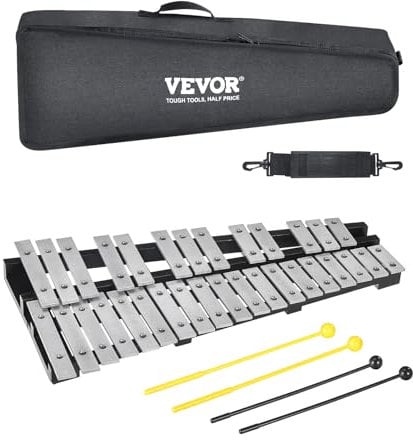 VEVOR Glockenspiel-Xylophon-Set mit 32 Tönen, Schlaginstrument mit Schlägeln, Trommelstöcken und Tragetasche, professionelles Glockenspiel-Xylophon-Schlaginstrumentenset für Erwachsene und Schüler