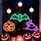 TaimeiMao Halloween-Dekorationen, Orangefarbener Kürbis, Grüne Fledermäuse und Lila Hexen, Fensterlichter mit Saugnapf, batteriebetriebene Innenbeleuchtung für Halloween-Fensterdekoration (Stil A)