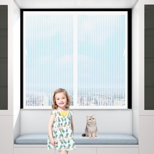 Moustiquaire Porte 98 x 110 cm Anti Moustique Mouche, Fibre de Verre Moustiquaire Porte Magnétique Rideau pour Fenetre Porte Balcon Terrasse, Maille Ultra Fine, Blanc