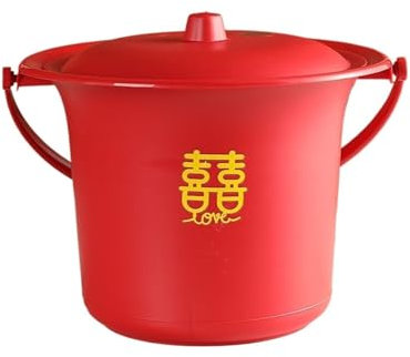 CHFYIJYHM Pots de Chambre for Femmes avec Couvercle, crachoir à Urine de Nuit, Bassin épais avec poignée, Seau à Urine Portable, for Mariage, Maison, mariée Bidet(Rot)