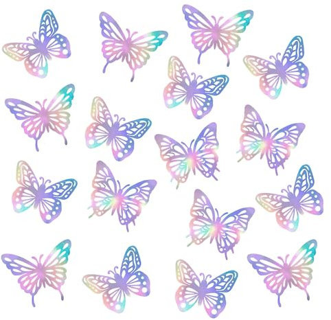DAKLUNAR 48 Stück Schmetterling Schultüten, Multicolor Vinyl, Geeignet für Raumdekoration Party Dekoration