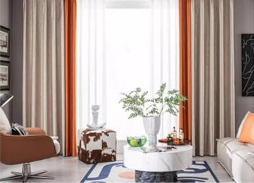 Aotiwe Verdunklungsvorhänge, Vorhang Boho Style Textur Champagner Orange Vorhang Boho Tür Chenille 2er Set 137 x 244cm