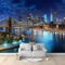 Vue De Nuit De La Ville De New York Bleu Papier Peint Bleu 200x140 cm Panoramique Peinture Murale Interieur pour Salon Chambre à Coucher D'Enfant Maison Décoration Murale