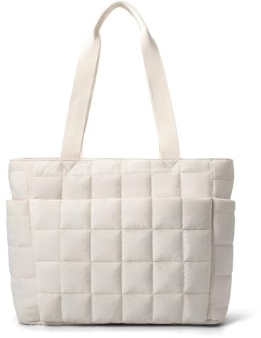befen Sac Cabas Femme Matelassé Sac a Main, Grande Capacité Sac Ordinateur Portable 15,6 Pouces, Imperméable Fourre-tout Sacoche Ordinateur pour Voyage, Travail, Fitness