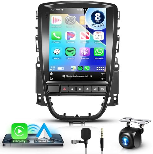 8 Kern 4G+64G Autoradio Android 13 für Opel Astra J 2009-2015/Buick Excelle, 9.7 Zoll HD IPS Touchscreen Auto Radio mit DSP Carplay Android Auto GPS Wi-Fi Bluetooth FM RDS Radio Rückfahrkamera