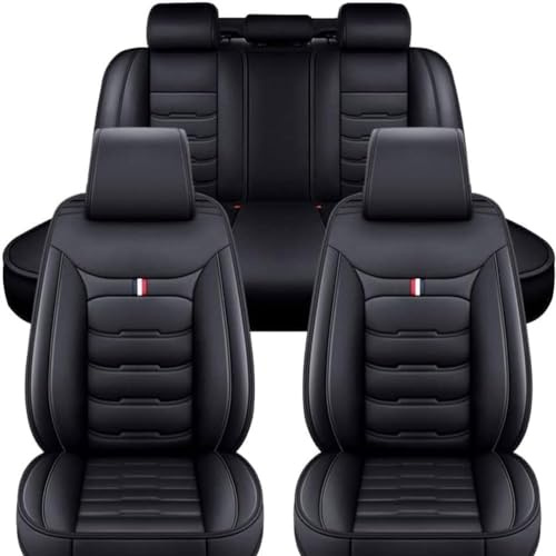 Auto Sitzbezüge Sets für VW Arteon/Arteon R R-line TSI, 5 Sitzer Leder Wasserdichter Atmungsaktiver Vorne und Hinten Sitzschoner Innenzubehör,B-Black