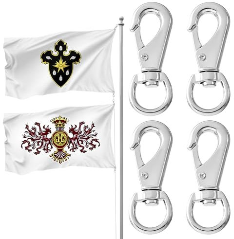 4 Stück Fahnenhaken Clip Für Fahne Fahnen Clips Flaggen Karabiner Fahnenkarabiner Fahnenmast Zubehör, Fahnenmastbefestigung, Fahnenmastklammer Karabinerhaken, Zinklegierung, Silber, Für Fahnenmasten