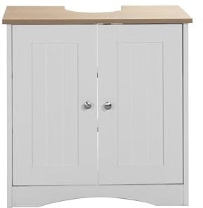 Timber Art Design UK Bathroom Sink Cabinet Bathroom Storage Cabinet Floor Under Basin with 2 Internal Shelves Freestanding Vanity Storage Cupboard Organiser Furniture, Grey and Oak (60 x 60 x 30 cm)