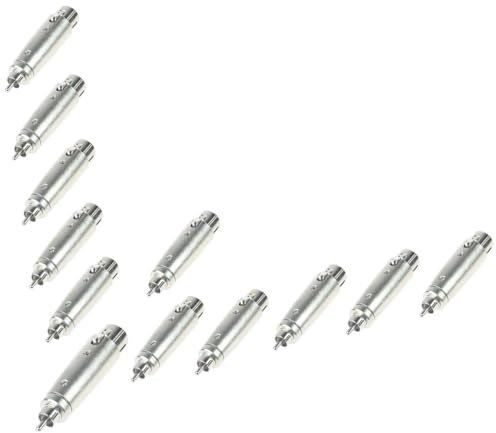 Adam Hall 12 x Connectors K4A XF3 RM2 Ganzmetall Adapter Verbinder Konverter - XLR 3 pol Female Kupplung auf Cinch RCA Male Stecker
