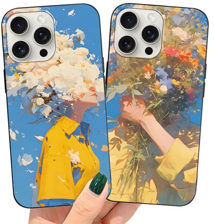 Yimctoie 2 Pezzi Cover per Apple iPhone 13 Pro Max 6,7, Nero Silicone Morbido TPU Custodia con Aesthetic Divertenti Motivo Case Antiurto Bumper Anti-Graffio Cover per iPhone 13 Pro Max