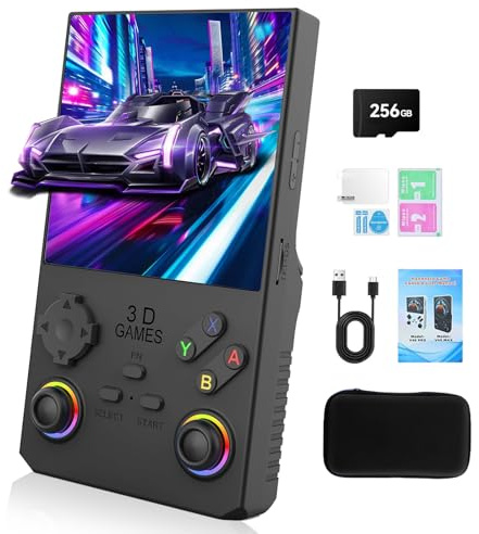 GWALSNTH V40 MAX Retro Handheld Game Console, 40000 Games Preloaded 256G TF Card, Built-in 49+ Emulators, 4.0 Inch 4K HD IPS Screen, 4000mAh Battery, Portable Pocket Video Game Console (Black Color)