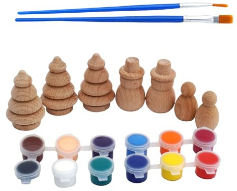 Muñecos de madera para árbol de Navidad, figura de árbol de Navidad de madera, figuras de muñeco de nieve sin pintar, suministros de manualidades para pintar