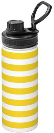 Zeste de citron jaune à rayures imprimées 532 ml Bouilloire de sport isotherme polyvalente Bouteille de voyage pour basket-ball en plein air