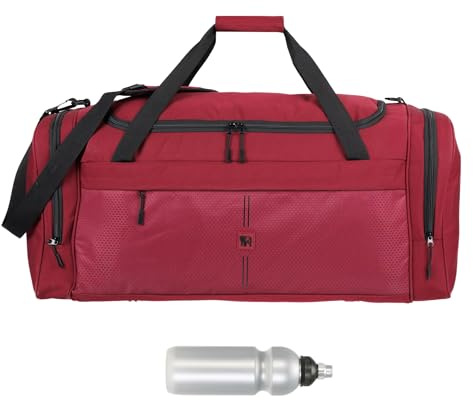 Sporttasche Saunatasche Maxi XL 70 cm 65 L Nassfach 1036 Rot + F | Nassfach, Schuhfach, Sport Fitness Sauna Gym Bag, sehr groß 1036, Trinkflasche