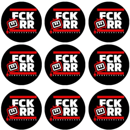 Sammys Shirt Store 48 Stück Aufkleber 4cm rund FCK ÖRR Sendeschluss ARD ZDF Sticker Sparpack gut haftend Aktiv Werden 5 cm