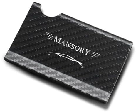 Mansory Carbon Kartenhalter mit Geldklammer, Luxuriöse T-200 Carbonfaser, Schwarz, Elegantes Logo in Gold oder Silber (Silber)