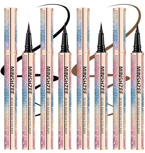 4 Stück Eyeliner Wasserfest, Liquid Eyeliner, Schnelltrocknend, Anti Schmierstoff, Hohe Farbwiedergabe, Leicht zu Formen, Geeignet für Alltags Make Up und Cosplay, Schwarz und Braun