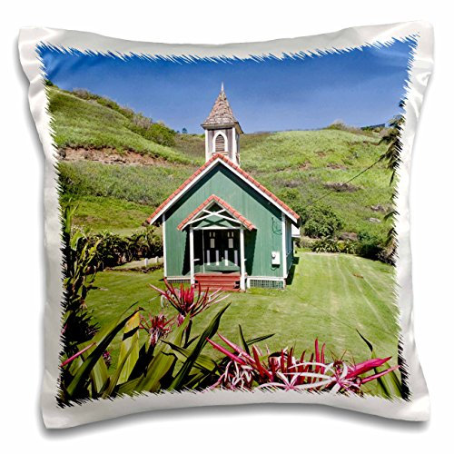 3dRose Hawaiian Church-Kahakuloa-Maui-Hawaii-Us12 Dpb1358-Douglas Peebles Design-Kissenbezug, Satin, Weiß, 16 x 16
