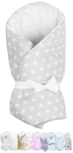 Vizaro - BABYHÖRNCHEN - Einschlagdecke - Wickeltuch - Decke - Pucksack - sehr weich - 100% REINE BAUMWOLE - Made in EU - ÖkoTex - SICHERES PRODUKT - K. Weiße Sternchen