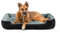 lionto Hundebett mit Wendekissen und Rutschfester Unterseite, Robustes Heimtierkissen mit tiefem Einstieg für Hunde und Katzen jeden Alters, 90x70 cm, kuscheliges Hundekissen, schwarz/grau
