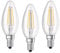 Osram LED Base Classic B Lampe, in Kerzenform mit E14-Sockel, nicht dimmbar, Ersetzt 40 Watt, Filamentstil Klar, Kaltweiß - 4000 Kelvin, 3er-Pack