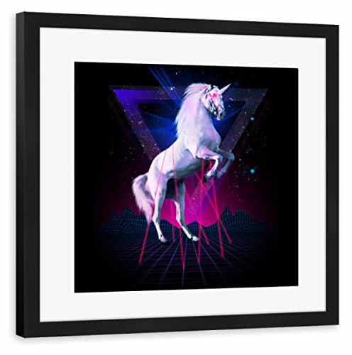 artboxONE Poster mit Rahmen schwarz 40x40 cm Last Laser Unicorn von Robert Farkas - gerahmtes Poster