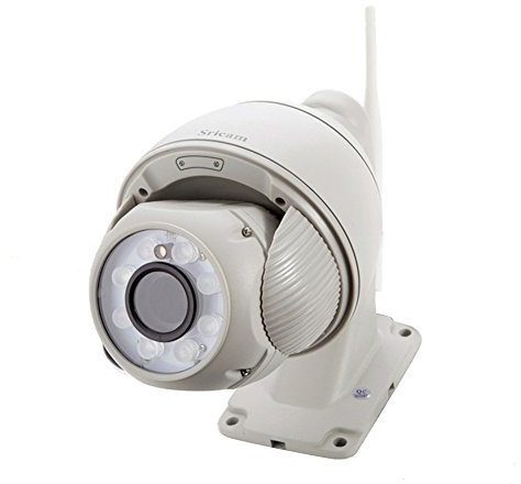 Sricam Netzwerkkamera HD 720p, WiFi, Camcorder Kameras innen, WLAN P2P IR, Nachtsicht, Bewegungserkennung PTZ Mini CCTV-Kamera mit Mikrofon und Lautsprecher für Haus, Kinder, Haustiere, Weiß