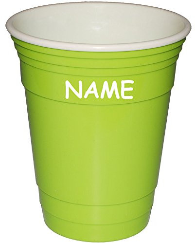 alles-meine.de GmbH 1 Stück großer__ 3 in 1 - Trinkbecher/Zahnputzbecher/Malbecher - Becher - Einweg & Papp - Optik - Knick & Knitterbecher - GRÜN - inkl. Name - 440 m..