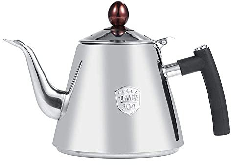 VBESTLIFE Kaffeekessel Edelstahl mit Thermometer, hitzebeständigem Teekanne Wasserkocher mit Silikon Griff mit Siebeinsatz,1.2L (Matt)