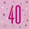 Dazzling 40th Glitz Pink & Silver Luncheon Napkins (16cm) - Soft & Chic Sparkling Design - Perfect for Celebrations & Events - 16ct