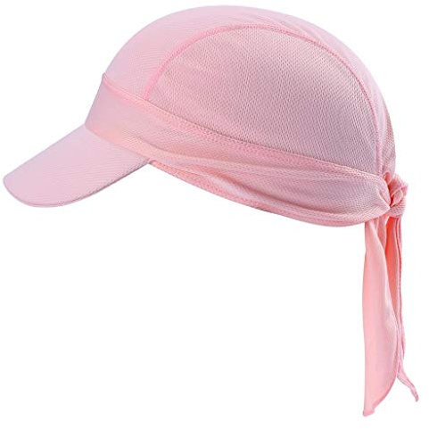 Arcweg Bandana Cap Kopftuch Mit Schirm Atmungsaktiv Pirat Kappe UV Schutz Verstellbar Bikertuch Radsport Mützen Schnelltrockned Rosa