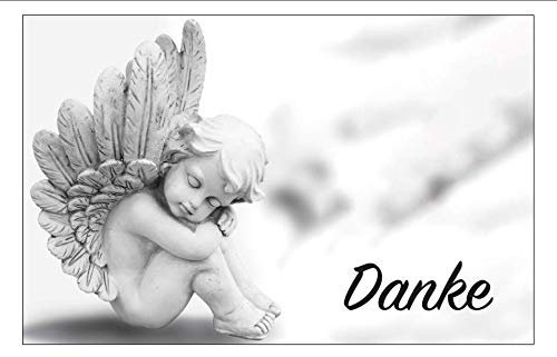 30 Danksagung Premium-Trauerkarten Klappkarten mit 30 Umschlägen im Set - Motiv: Engel - Danke nach Trauer, Beerdigung, Sterbefall, Friedhof, Begräbnis, Verabschiedung