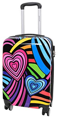 A1 FASHION GOODS Suitcase Travel Bags Hard Shell Multicolour Hearts 4 Wheel Luggage (Cabin 55x34x20cm, 2.6kg)