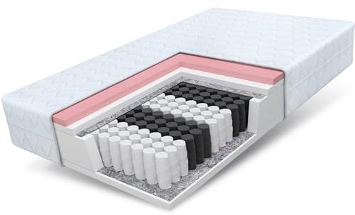 FDM Matratze 100x200 cm Härtegrad H2 H3 Höhe 24 cm Taschenfederkernmatratze Visco-Schaum Polyurethan-Schaum 7 Komfortzonen mit Hypoallergenem Waschbarem Premium-Bezug Oeko-Tex Memory