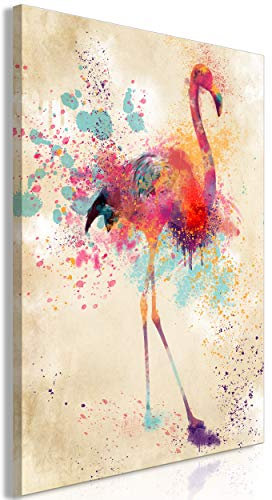 decomonkey Bilder Tiere Abstrakt 60x90 cm 1 Teilig Leinwandbilder Bild auf Leinwand Vlies Wandbild Kunstdruck Wanddeko Wand Wohnzimmer Wanddekoration Deko Bunt Beige Flamingo