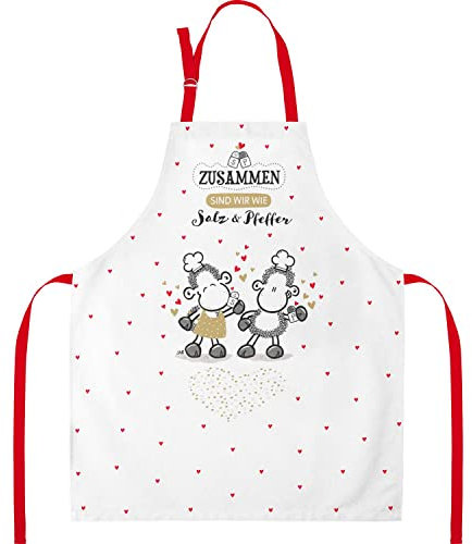 Sheepworld Schürze mit Spruch Salz & Pfeffer | Kochschürze aus Baumwolle, 87 cm x 70 cm, Mehrfarbig | Geschenk Küche, Kochen, Freunde, Geburtstag | 47790