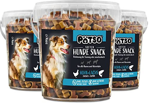 Pätso Hundeleckerli & Trainings- Hunde Snack Getreidefrei/Hunde Leckerlis 1,5kg (Lachs und Huhn (Soft Bone), 500 g (3er Pack))
