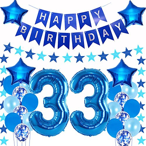 Luftballons 33. geburtstag mann deko blau,Geburtstagsdeko 33 jahre mann,Folienballon 33 Geburtstag Dekoration männer,deko 33. Geburtstag Mann Deko blau,geburtstags banner 33 geburtstag deko Mann