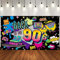 90er Jahre Party Dekorationen, Back To The 90's Hintergrund Banner mit Seil zum Aufhängen, 150 x 100 cm, Retro Hip Hop Graffiti Rock Punk Musik Tanz Wand Fotografie Hintergrund Geburtstag Party
