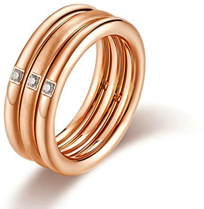 Dsnyu Ringe Paare, Rosegold Siegelring mit Zirkonia, 3 Schicht Edelstahl Ring Herren für Ehemann GR.65 (20.7)