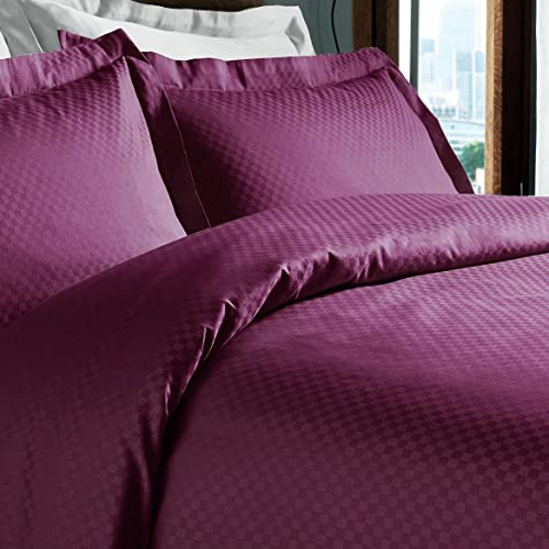 Roseley 100% Egyptian Cotton Duvet Set Covers Breathable Naturally Hypoallergenic Bed Set For Home or Hotel [Super King, Plum]