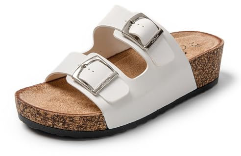 JOMIX Sandales Femme Mules Femmes Compensé Chaussons d'été Tongs Femme Claquette à Talon Confortables pour Maison Piscine Plage (Blanc, 40)