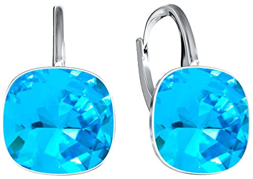 Silberne Ohrringe Exklusive Markenkristall Designs - Hochwertige Silber 925 Ohrhänger für Damen in verschiedenen Shades und Farben (Deep Blue)