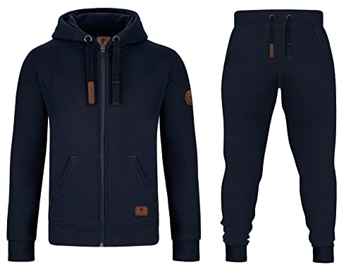 opoppy Jogginganzug Joggingsuit Herren 2-teilig mit Lederpatches und Kapuze
