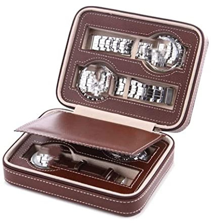 Uhrenetui Uhrenbox Uhrenkoffer Uhrenkasten Tragbare Uhrenbox Aus PU-Leder Mit 2/4/8 Schlitzen, Aufbewahrungsbox, Uhren-Organizer-Halter Uhrenrolle Uhren Aufbewahrungsbox ( Color : B , Size : 4 Slot )