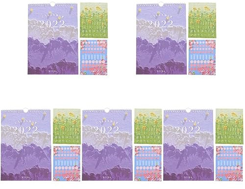 STOBOK 5 Stk Ölgemäldekalender 2022 Monatlich Planungskalender Mondkalender Für Das Neue Jahr Täglicher Mondkalender 12 Monate Wandkalender Blumendekor China Papier Violett Perlmutt Büro