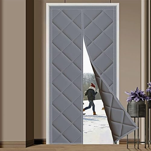 135 * 245cm(W*H),Winter Magnet Wärmeschutzvorhang für Türen, Thermovorhang Kälteschutz Haustür, Verdickung Schalldichter Türvorhang für Schlafzimmer und Balkone, Wasserdicht und Winddicht