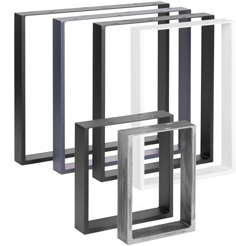 HOLZBRINK Tischbeine Metall Rohstahl mit Klarlack | Tischkufen/Tischgestell für Couchtisch, Esstisch, Schreibtisch, Sitzbank | 2 Stück Möbelfüße 60 x 72 cm