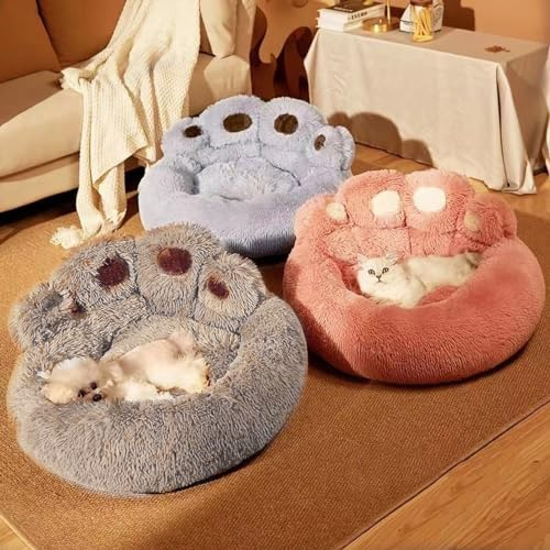 HshDUti Beruhigendes Hundebett für kleine Hunde, Pfotenform, beruhigendes Hunde- und Katzenbett, Anti-Angstzustände, Donut-Kuscheldecke, wärmend, gemütlich, weich, rund, Welpenbett für kleine,